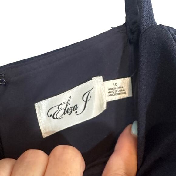 Eliza J Navy Blue Sleeveless One Piece Lined Pants Romper Women Sz 10 - Picture 11 of 12